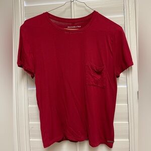 Abercrombie Red Essentials Tee with Pocket - Size S
